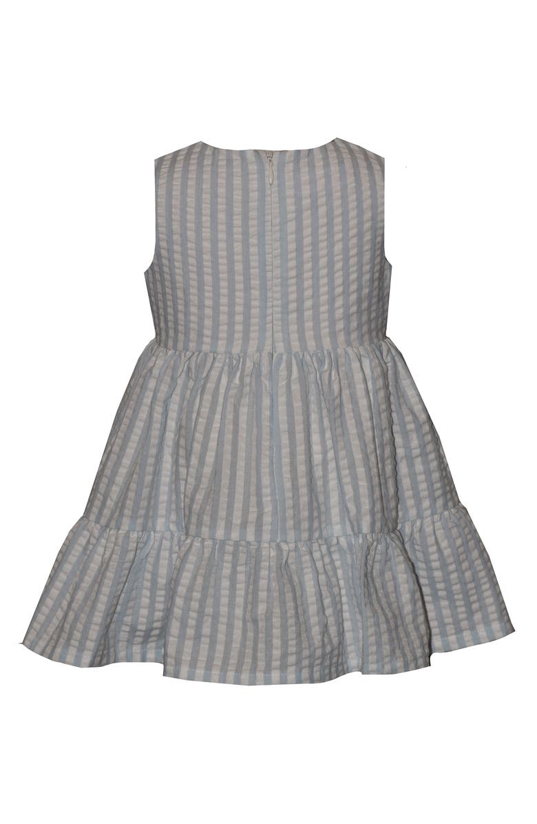 GERSON & GERSON Stripe Seersucker Dress and Floral Cardigan Set, Alternate, color, Blue