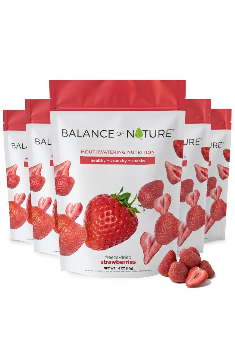 Freeze Dried Strawberry Slices Real Fruit Snack Five Pack, Main, color, None
