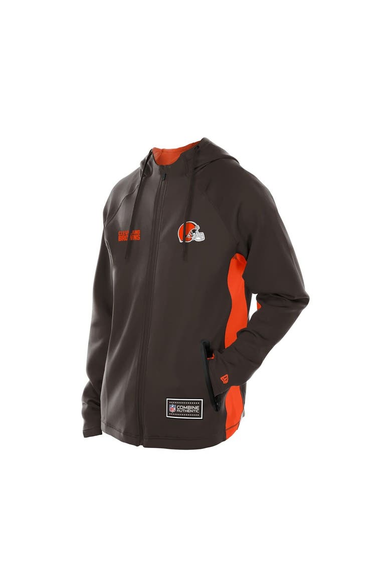 Men's New Era  Brown Cleveland Browns Combine Authentic Raglan Scuba Full-Zip Hoodie, Alternate, color, Brown