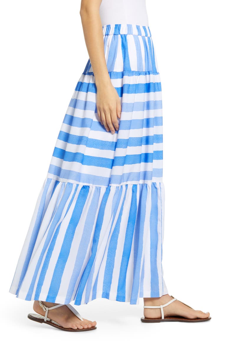 vineyard vines Mix Stripe Tiered Maxi Skirt, Alternate, color,