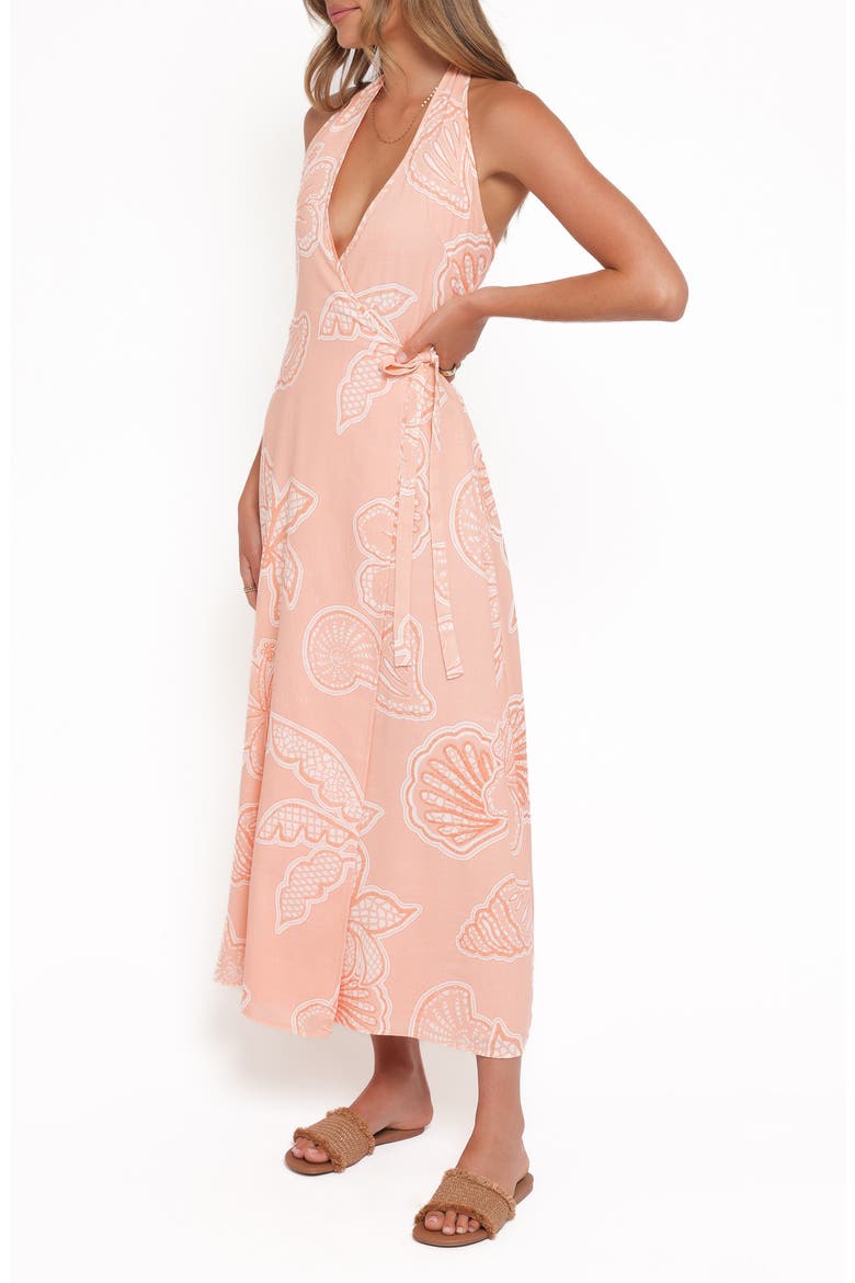 Sierra Midi Halter Dress, Alternate, color, PEACH FLORAL