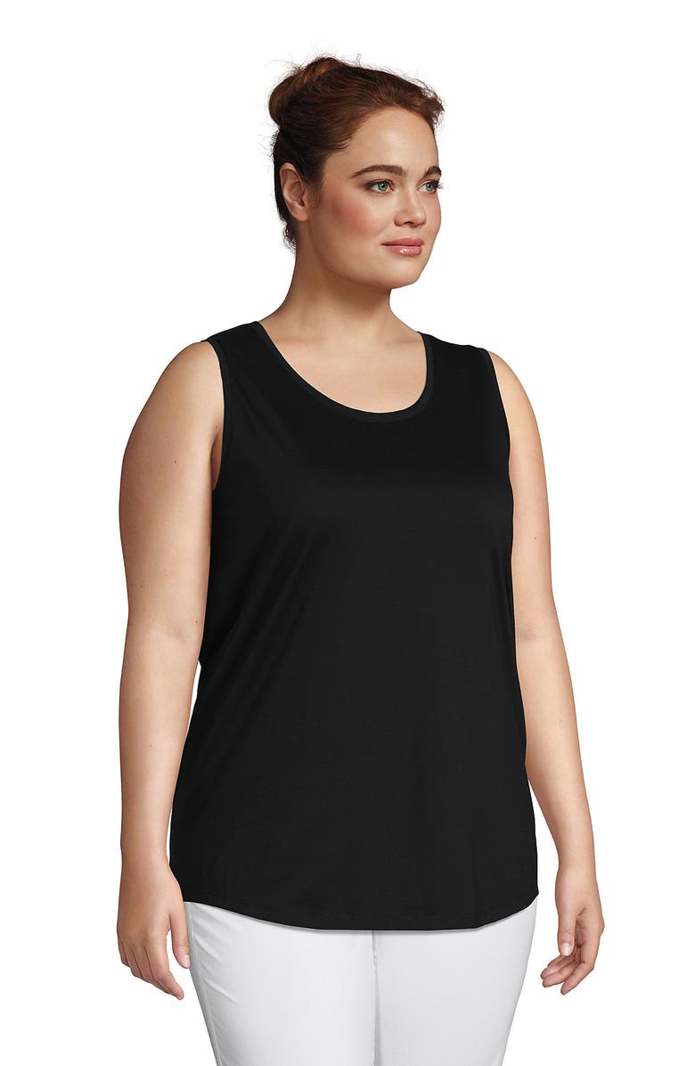 Lands' End Supima Cotton Tunic Tank Top, Alternate, color, Black