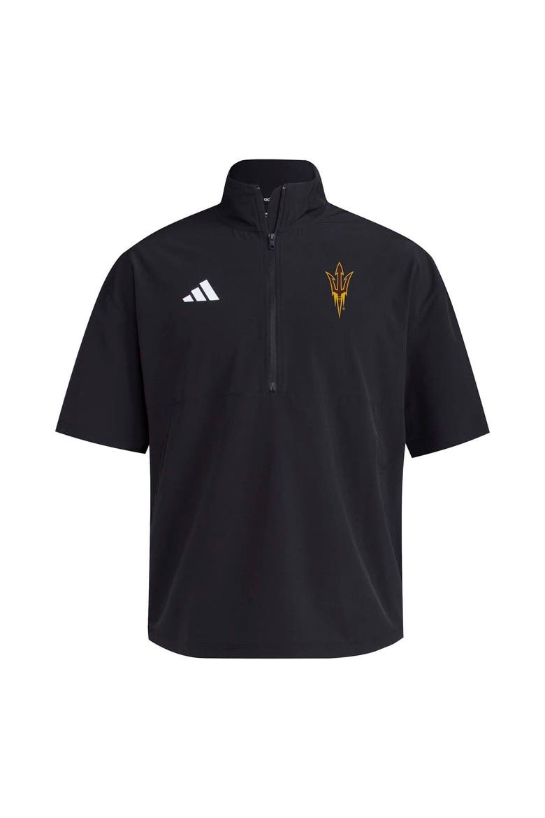 Men's adidas Black Arizona State Sun Devils 2024 Half-Zip Short Sleeve Training Jacket, Alternate, color, Black