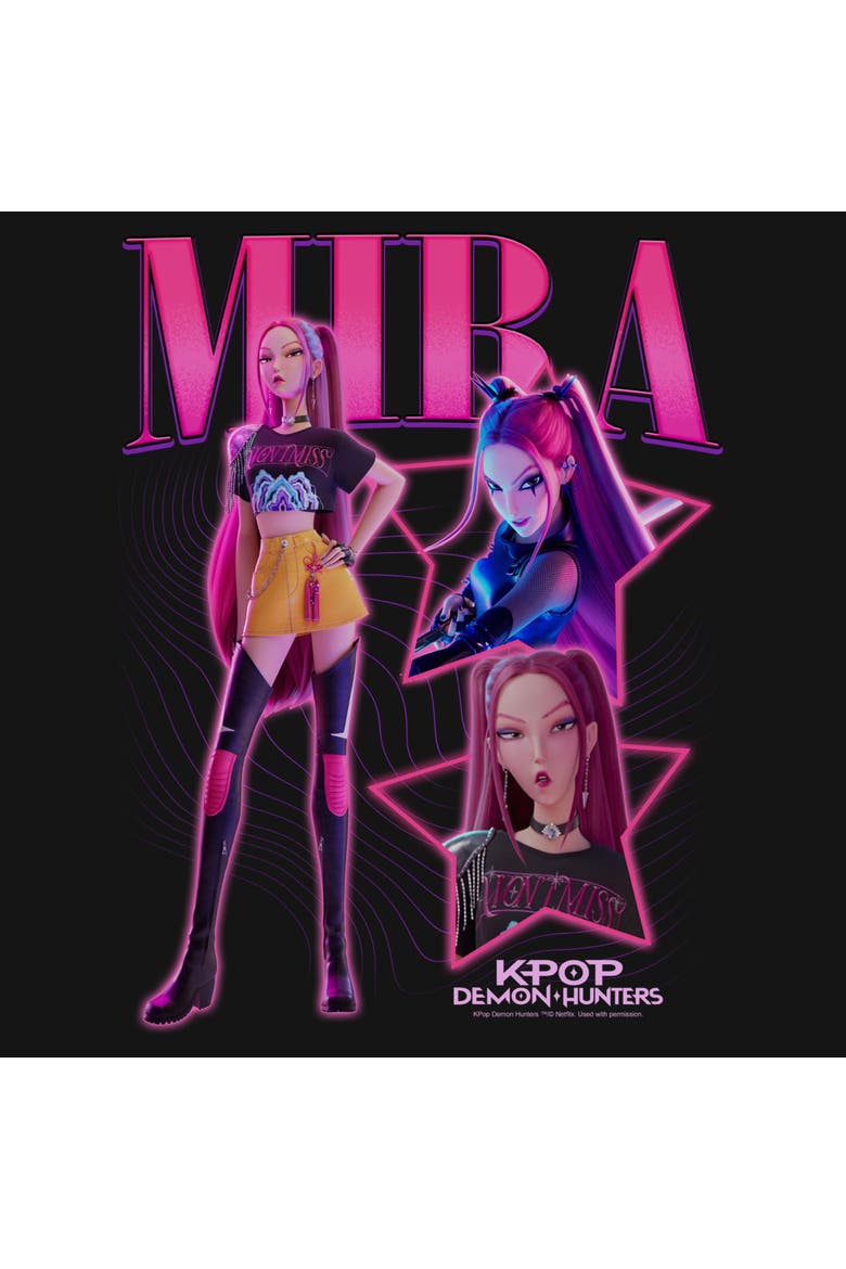 Junior's KPop Demon Hunters Mira Stars Logo  Sweatshirt, Alternate, color, Black