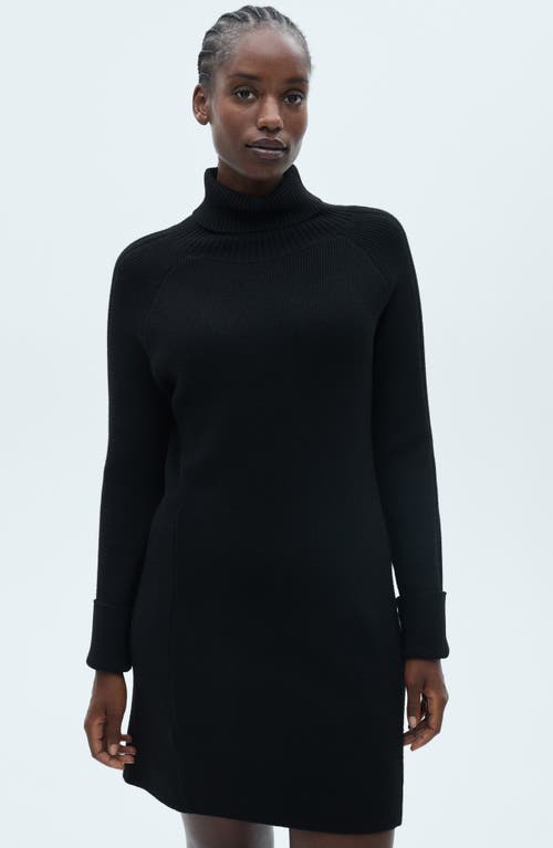 Shop Mango Turtleneck Long Sleeve Sweater Minidress In Black