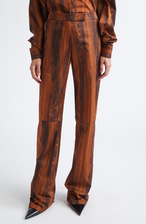 Po Wood Print Straight Leg Pants