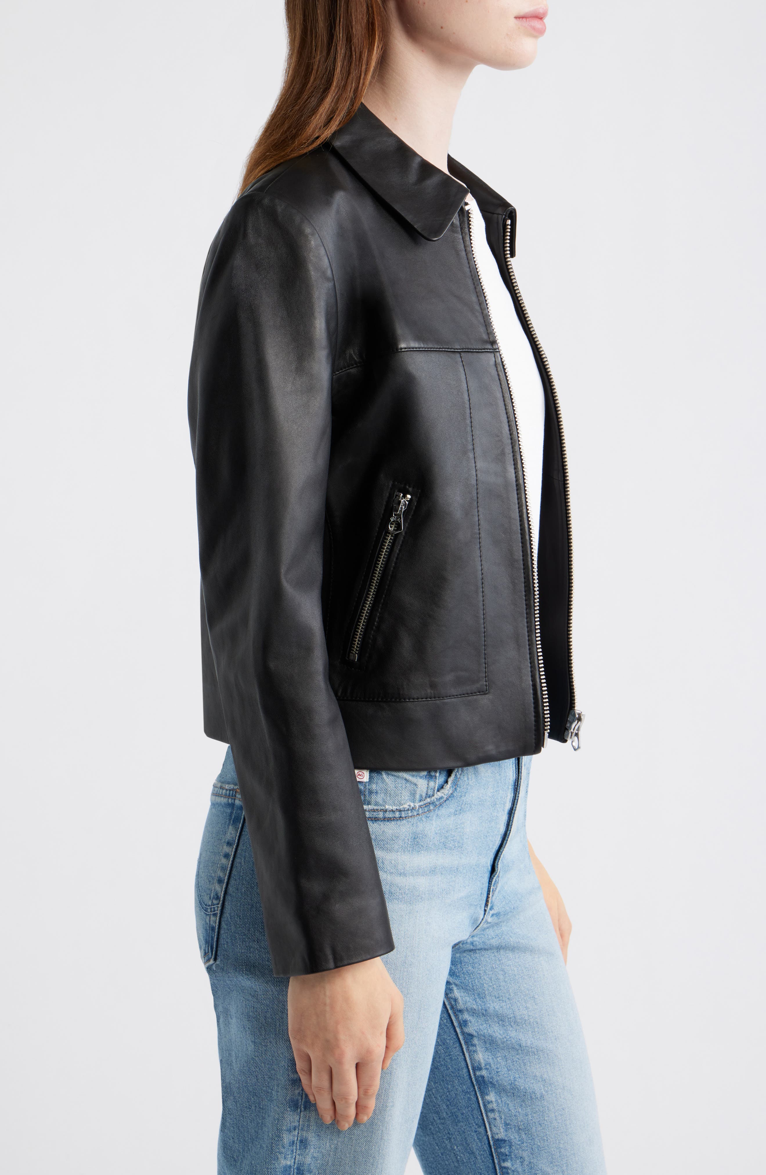 Женские куртки Madewell Shrunken Leather Zip Jacket — фото 3