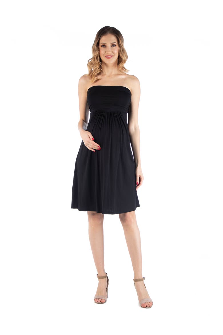 Maternity 24seven Comfort Appare Knee Length Strapless Mini Dress, Main, color, Black