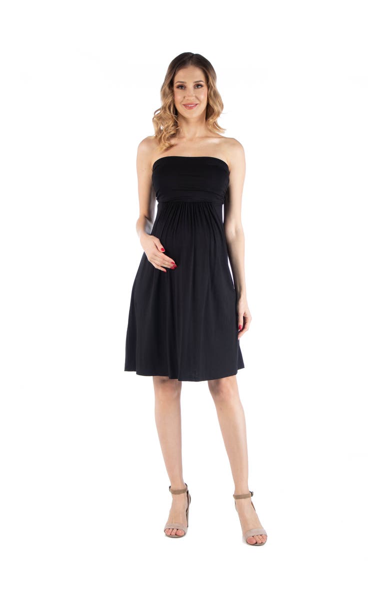 24seven Comfort Apparel Knee Length Strapless Mini Dress, Main, color, Black