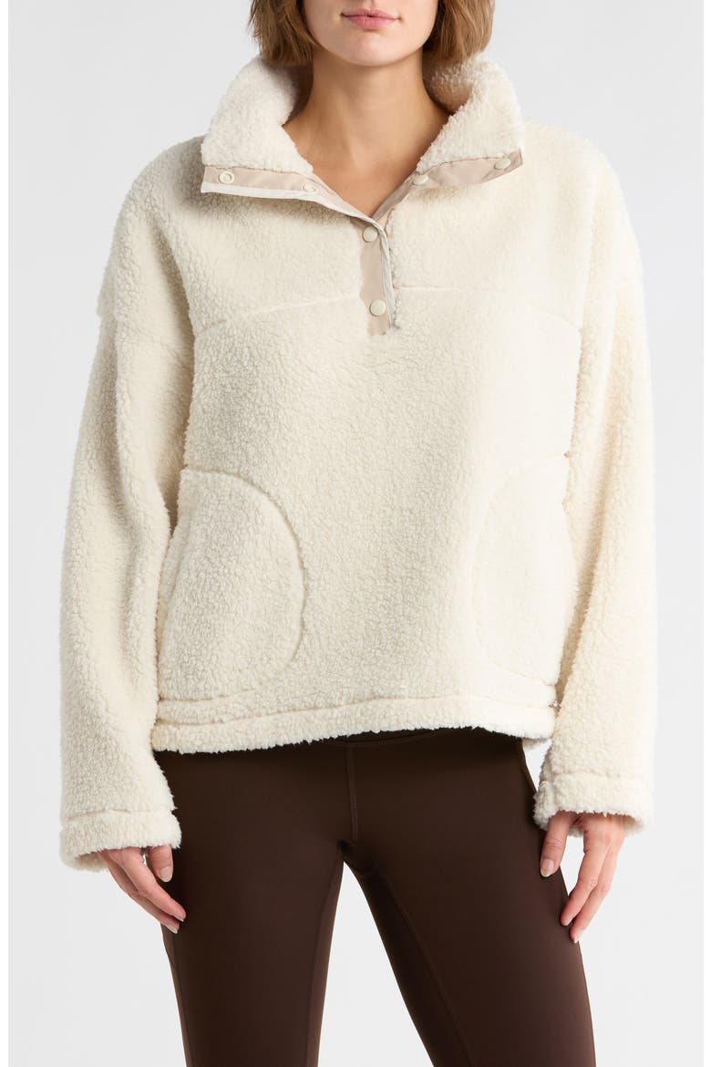High Pile Fleece Pullover, Main, color, IVORY EGRET