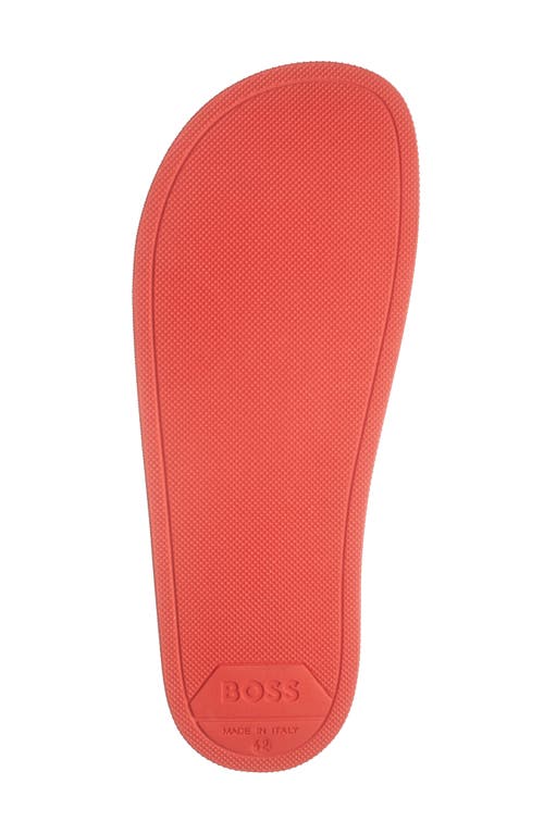 Hugo Boss Boss Bay Slide Sandal In Bright Red