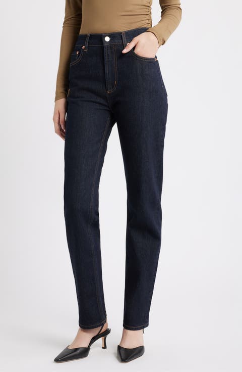Topanga High Waist Straight Leg Jeans (Midnight Blue)