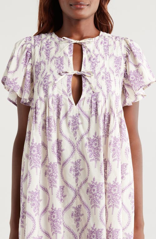 Desmond & Dempsey Pleated Flutter Sleeve Cotton Nightgown