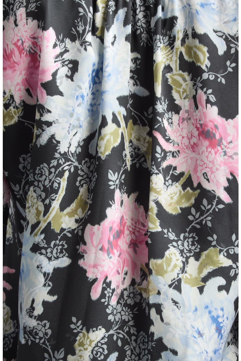 Fiona Ikat Dahlia Three-Quarter Sleeve Shirt, Alternate, color, BLACK MULTI
