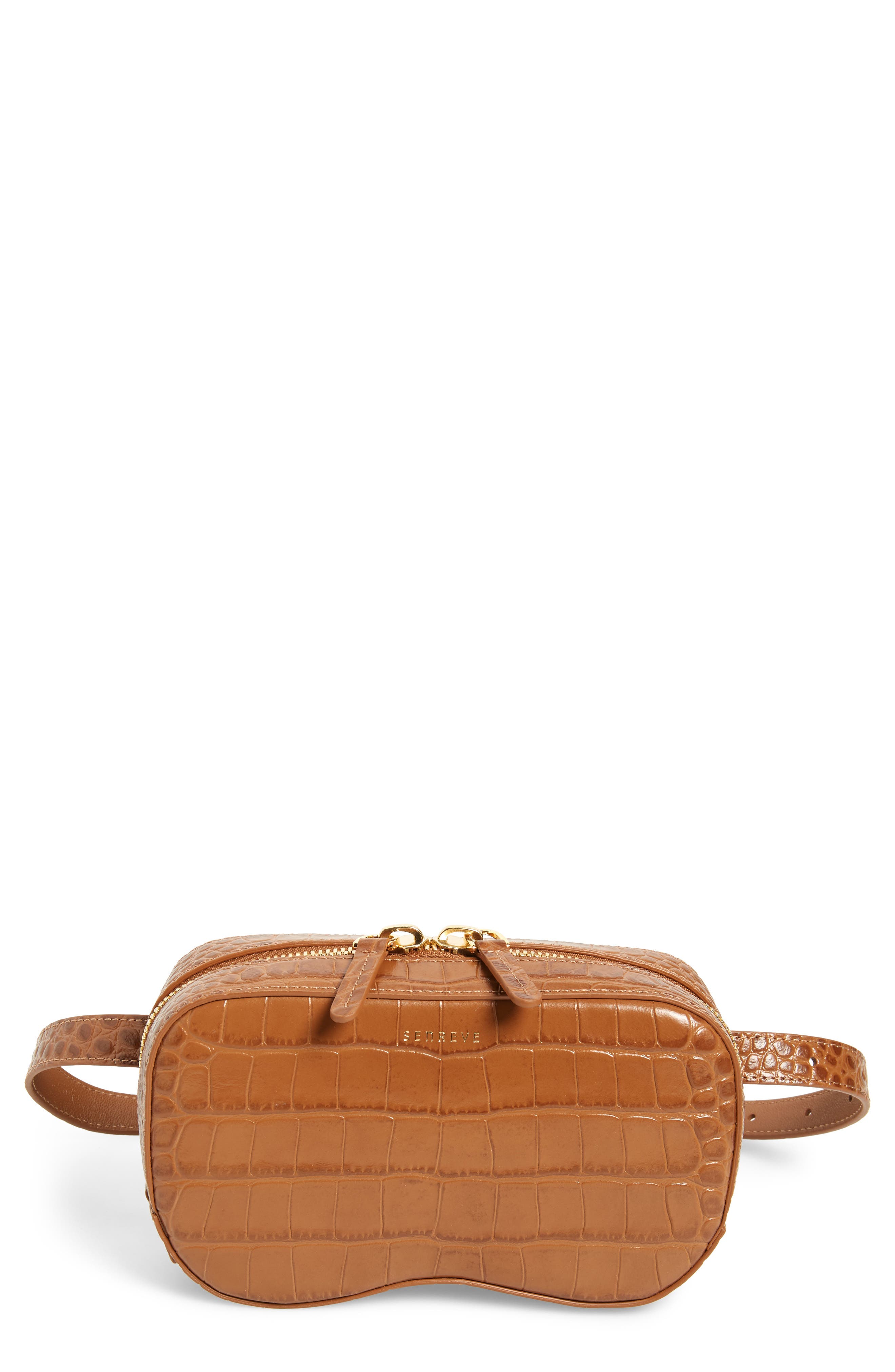 SENREVE Coda Croc Embossed Leather Belt Bag, Main, color, 