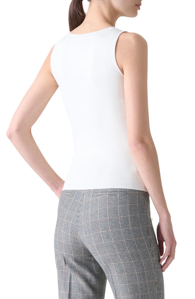 Akris Scoop Neck Silk Rib Tank, Alternate, color, Ecru