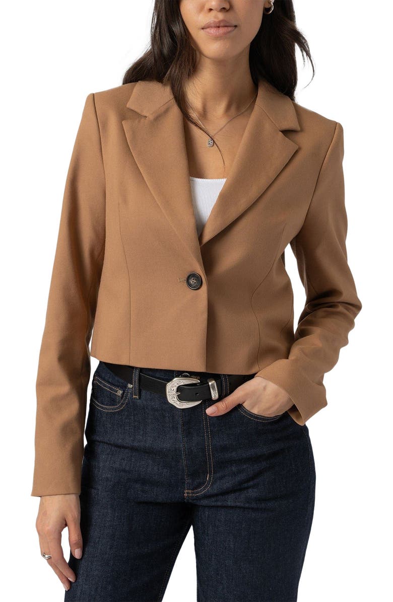 Saint + Sofia Astrid Crop Blazer, Alternate, color, Brown