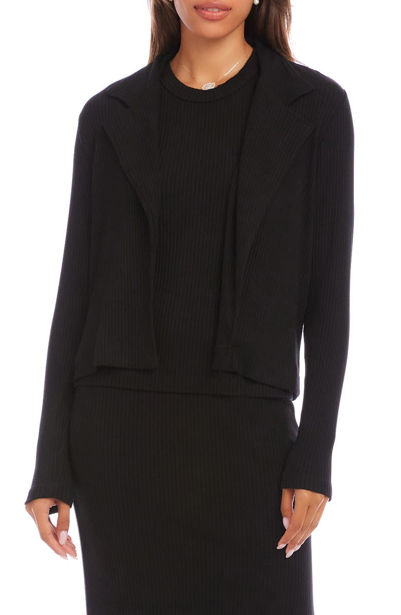 Karen Kane Notch Lapel Rib Jacket, Main, color, Black