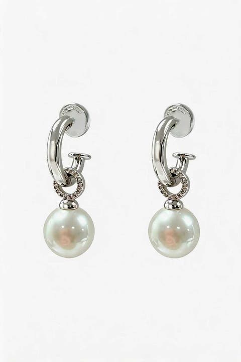Sia Shell Pearl Drop Hoop Earrings