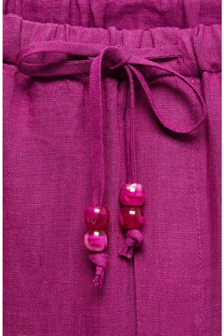 Elastic Waist Crop Straight Leg Linen Pants, Alternate, color, FUSCHIA
