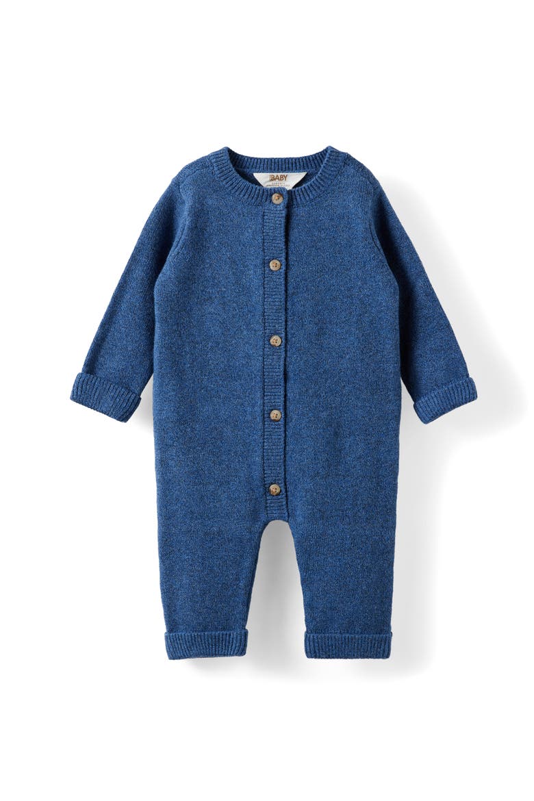 Organic Knit Long Sleeve All In One, Main, color, Midnight Sky Marle