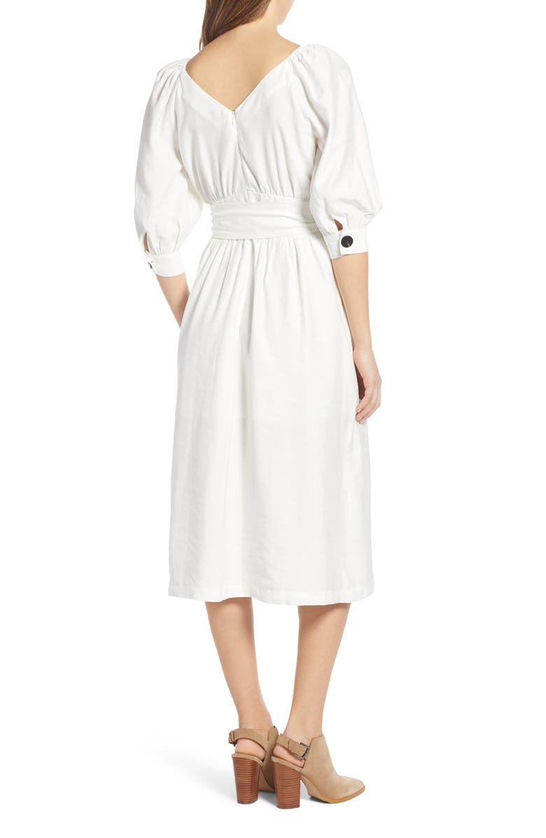 MOON RIVER Puff Sleeve Tie Waist Dress, Alternate, color, 