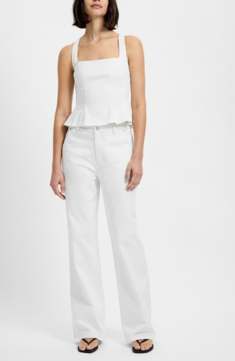 French Connection Inez Stretch Cotton Twill Peplum Top, Main, color,