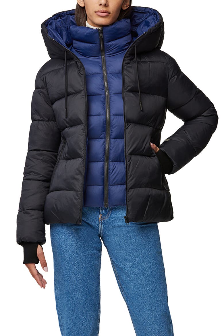 Adelita-E Water Repellent Recycled Nylon Puffer Jacket, Alternate, color, BLACK