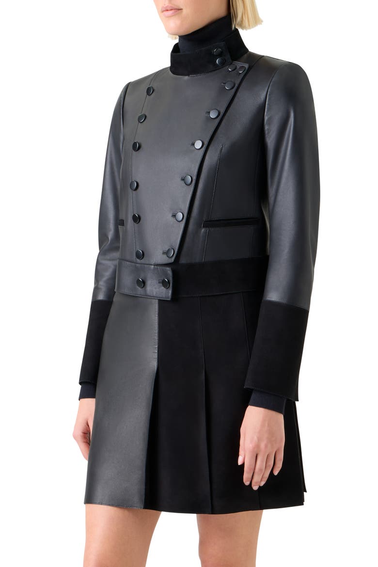 Dean Leather Captain's Jacket, Alternate, color, BLACK