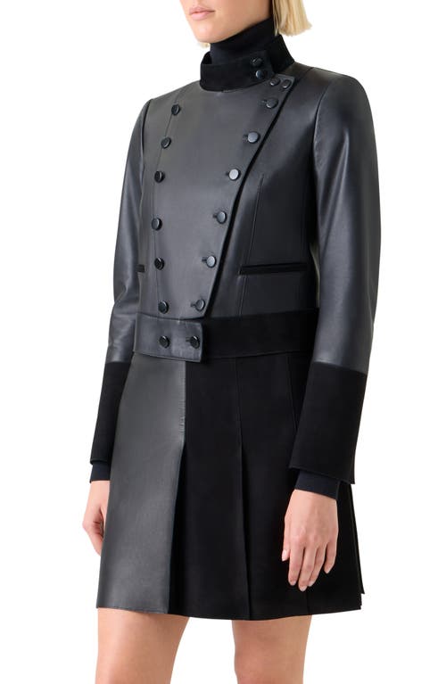Akris Dean Nappa Leather Jacket With Suede Trim In Black