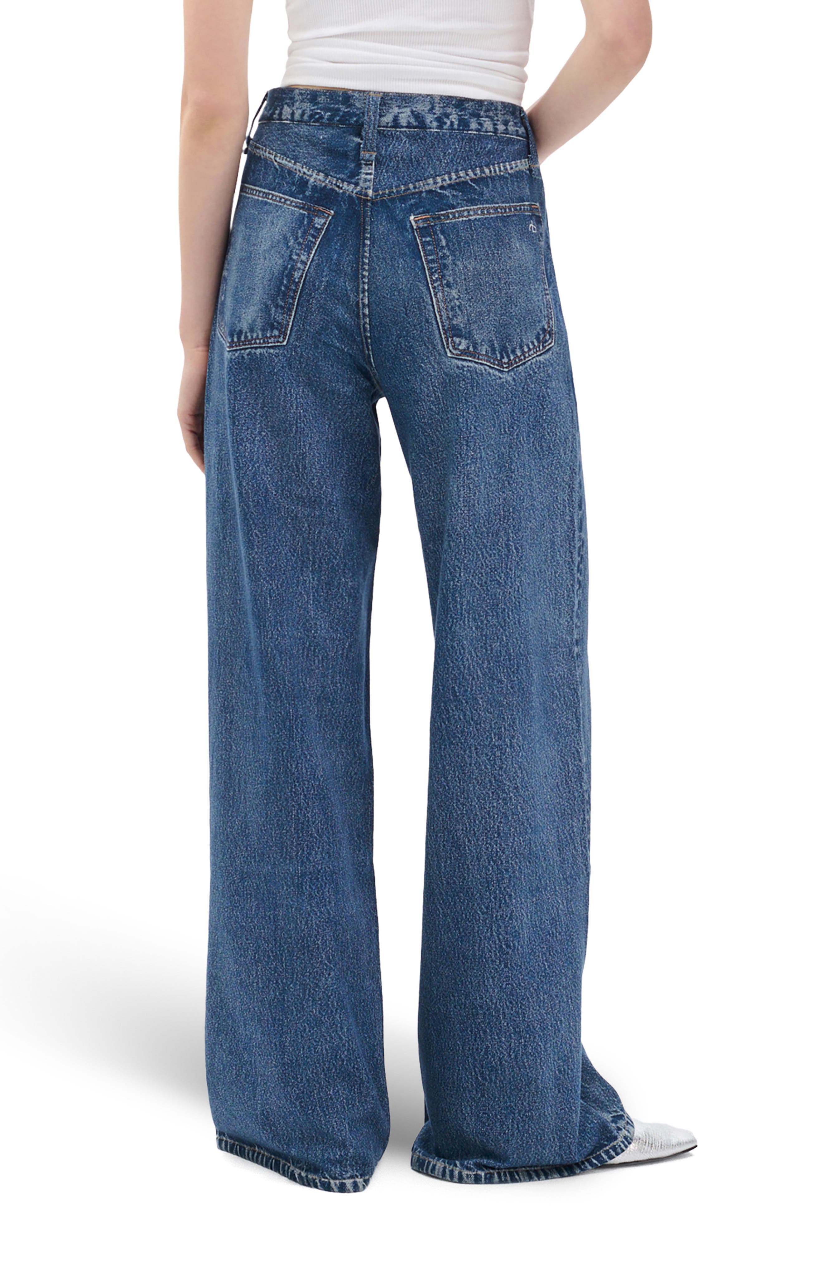 Женские rag & bone rb Miramar Sofie High Waist Ankle Wide Leg Terry Sweatpant Jeans — фото 2