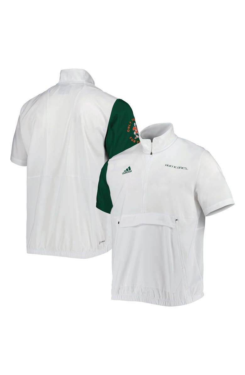 adidas Men's adidas White Miami Hurricanes M STM AEROREADY Half-Zip Jacket, Main, color, White