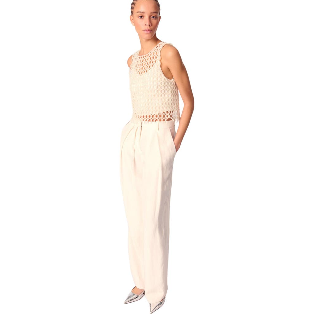 Maje Womens Wide-leg High-rise Woven Trousers Blanc In Ecru