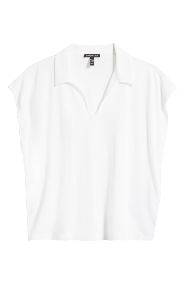 Eileen Fisher Boxy Johnny Collar Jersey Top, Alternate, color, White