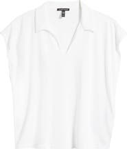 Eileen Fisher Boxy Johnny Collar Jersey Top
