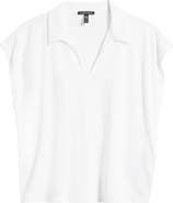 Eileen Fisher Boxy Johnny Collar Jersey Top