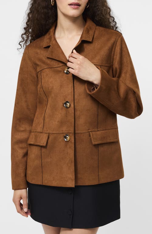 French Connection Laney Faux Suede Jacket In Brown