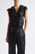 Ulla Johnson Ilyana Silk Sheer Ruffle Trim Top