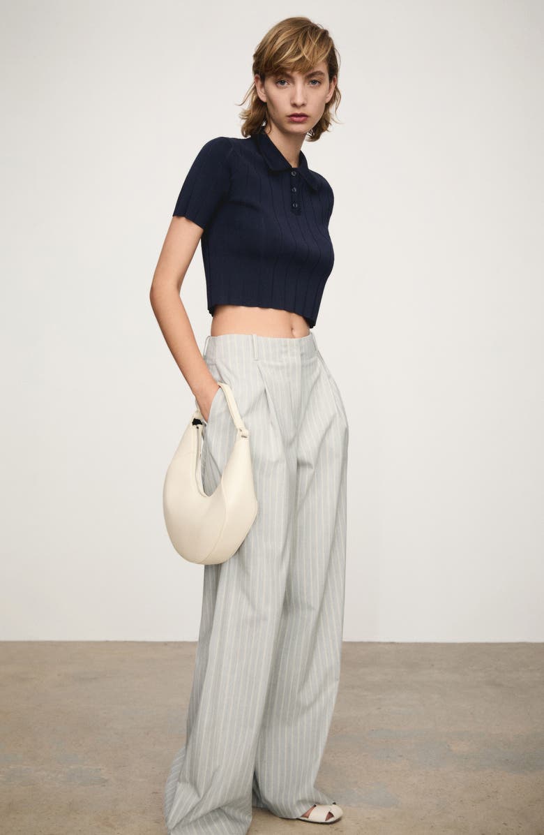 MANGO Pinstripe Wide Leg Pants, Alternate, color, 