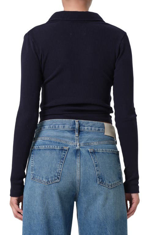 Citizen Of Humanity Citizens Of Humanity Long Sleeve Rib Polo In Blue
