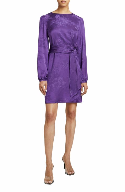 DARYA Above the Knee Dress in Tonal Satin Jacquard