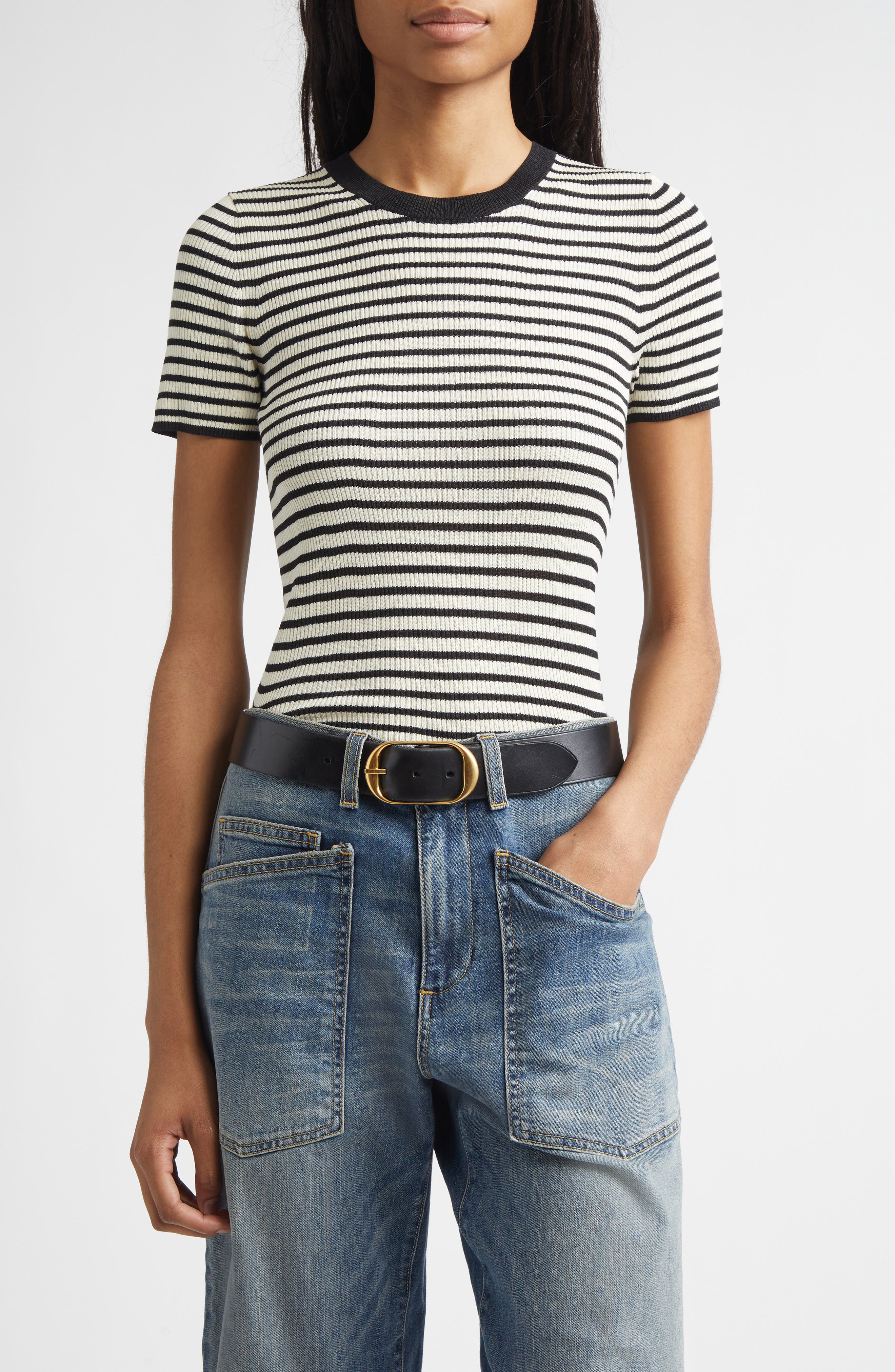 selected BLACK/ IVORY STRIPE