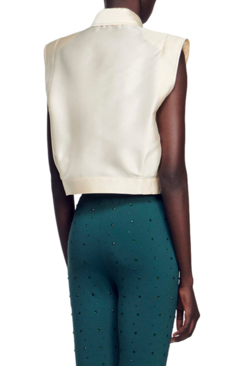 SANDRO Limon Cap Sleeve Satin Blouse, Alternate, color, 