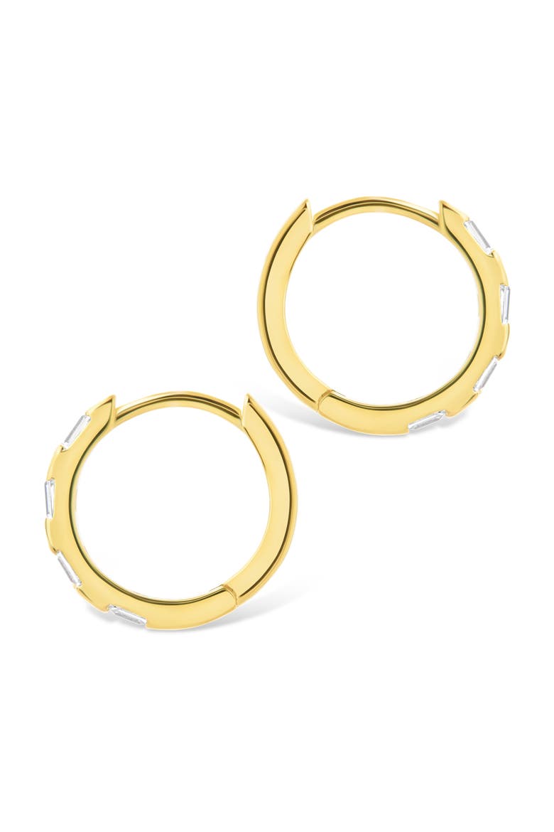 Cubic Zirconia Baguette Hoop Earrings, Alternate, color, GOLD