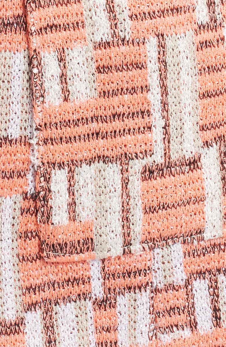 Ming Wang Geo Jacquard Cardigan, Alternate, color, Orange Burst/ Limestone Multi