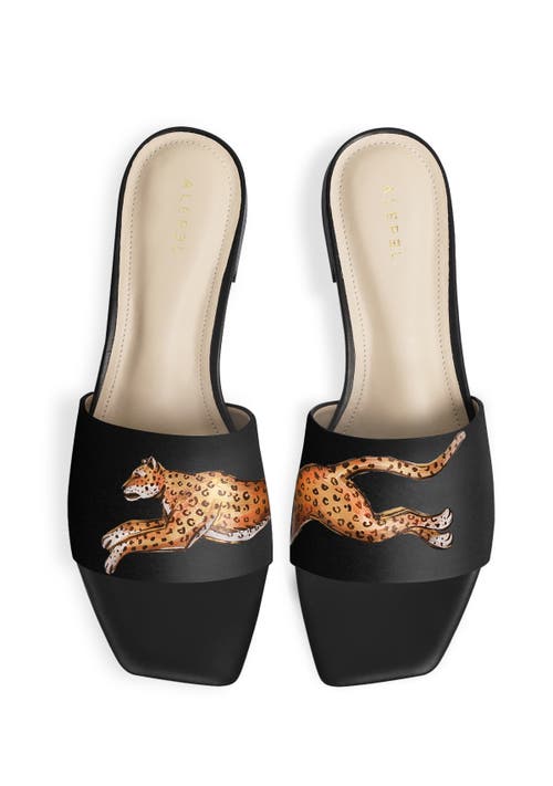 Alepel Leather Slide In Leopard