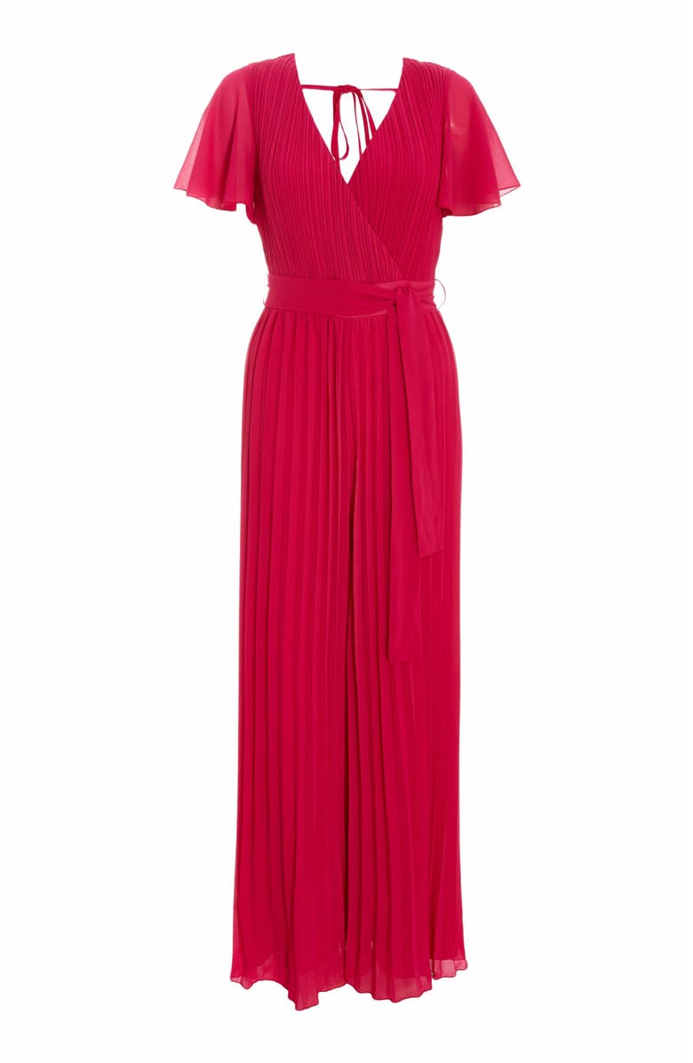 QUIZ Chiffon Pleated Palazzo Jumpsuit, Alternate, color, 