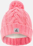 Deux par Deux Winter Cable Pattern Fleece-Lined Pompom Knit Hat