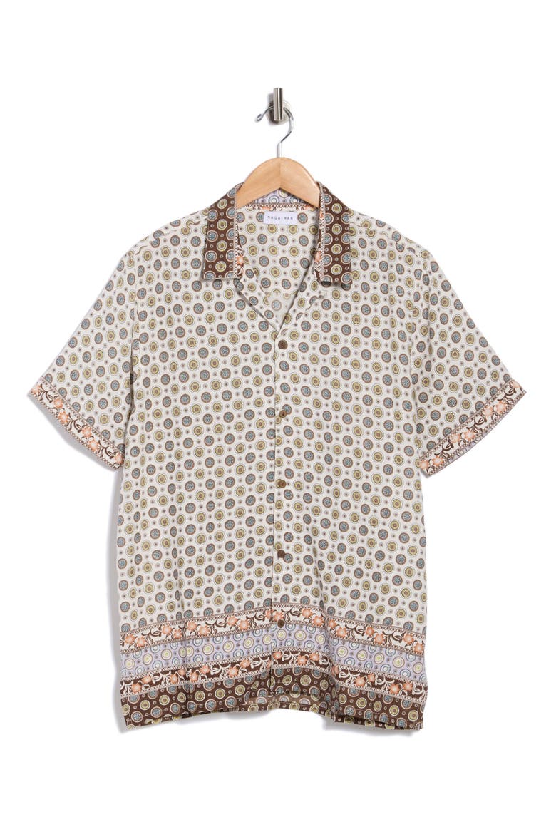 Short Sleeve Button-Up Camp Shirt, Alternate, color, EGGSHELL