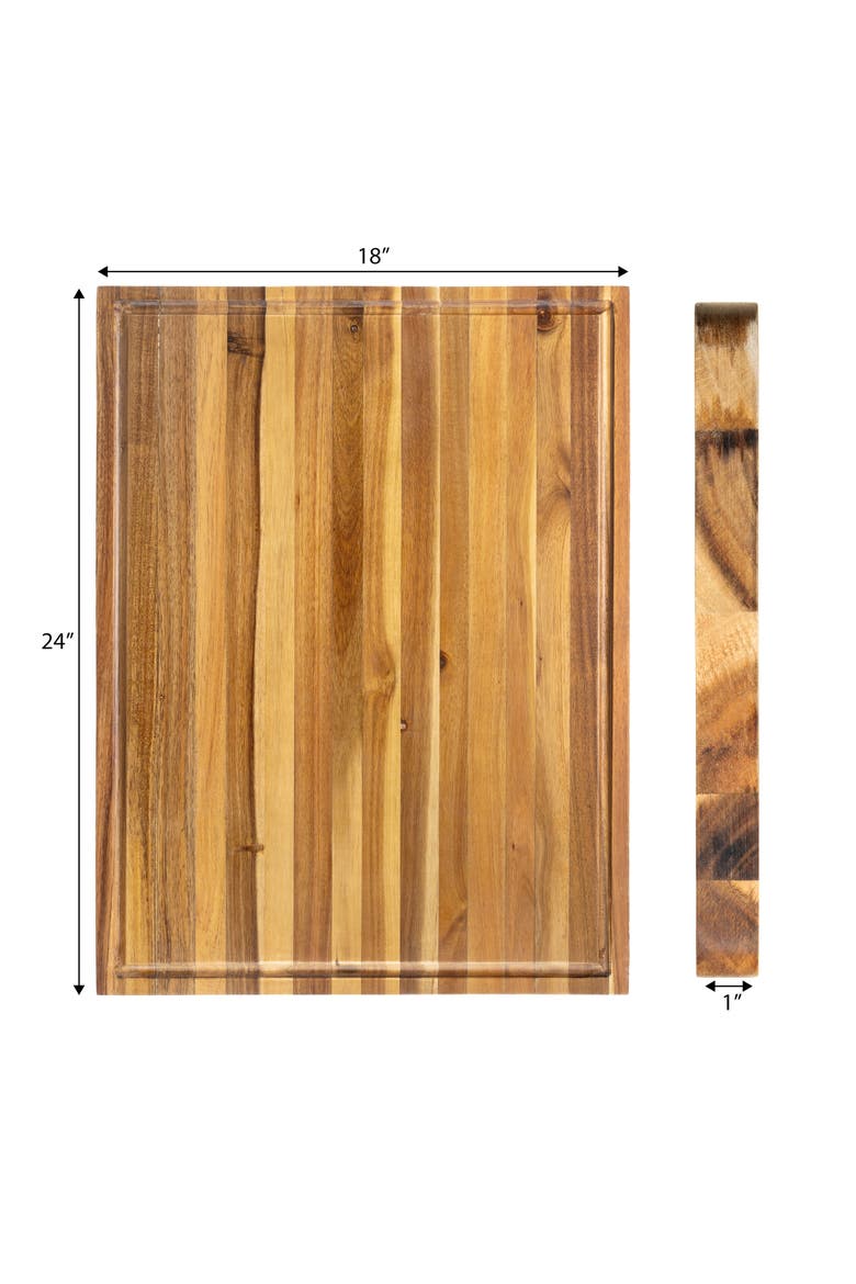Eldridge Extra Large Handcrafted Acacia Wood Grain Thick Reversible Cutting Board with Juice Grooves, Alternate, color, Natural